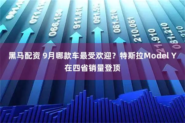 黑马配资 9月哪款车最受欢迎？特斯拉Model Y在四省销量登顶